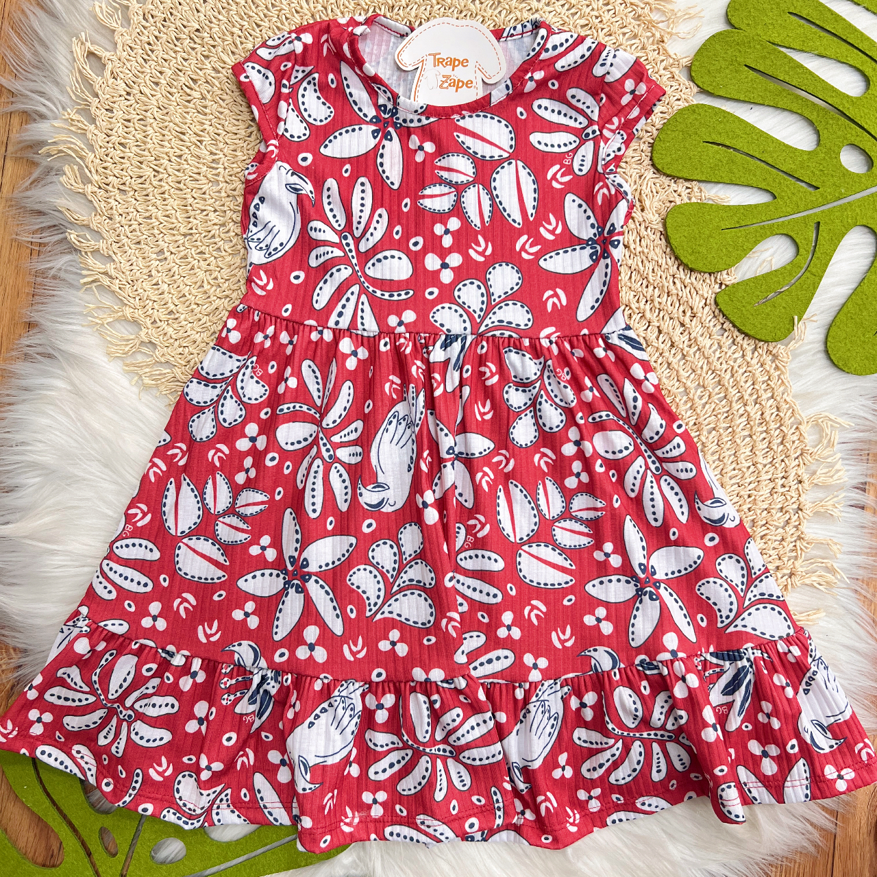 Vestido Plantinhas - Vermelho